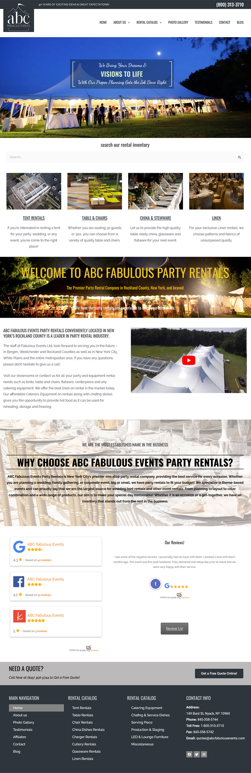Party Rental Web Design Services